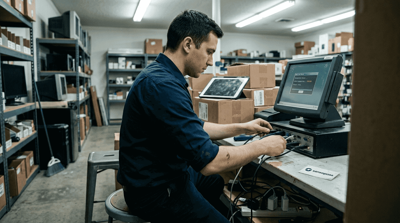 Technician integrating retail payment system