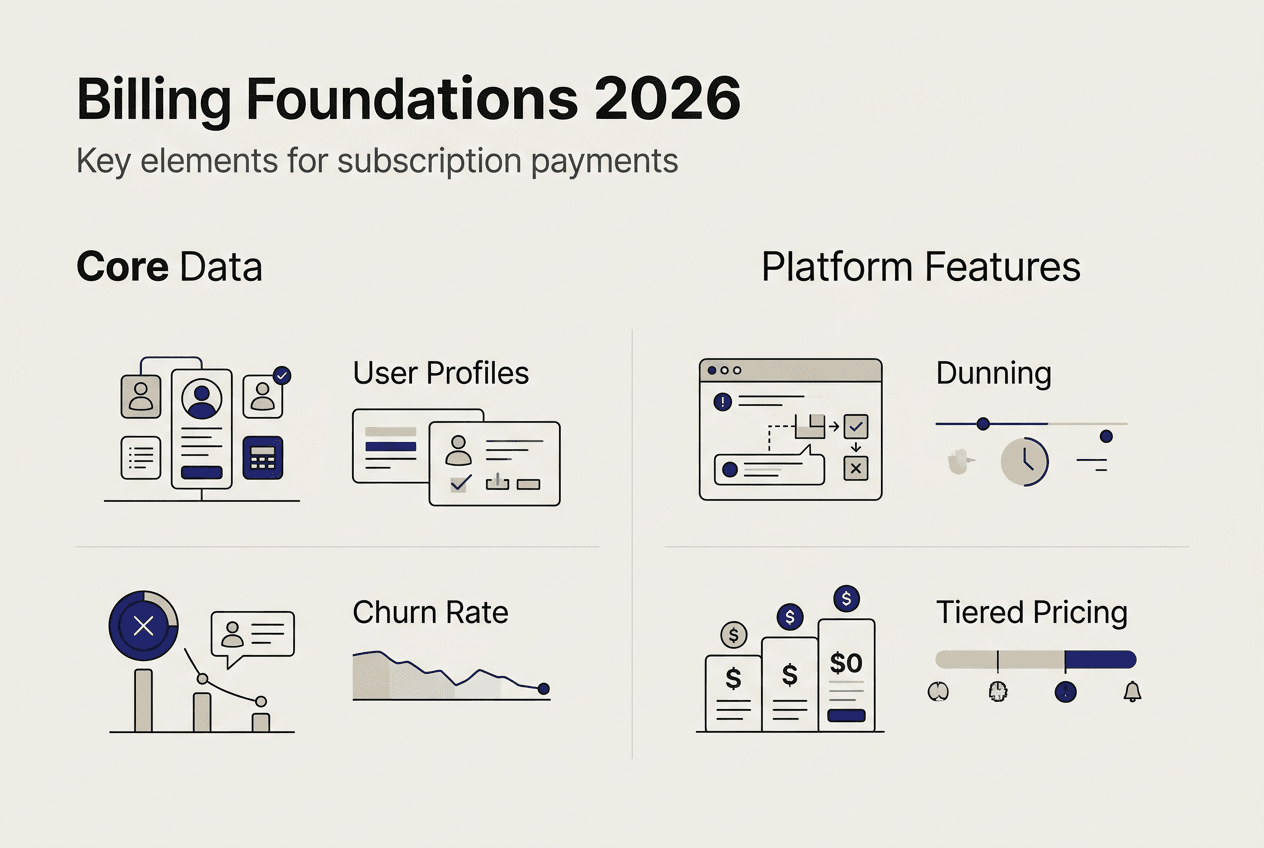 Infographic of subscription payment system foundations