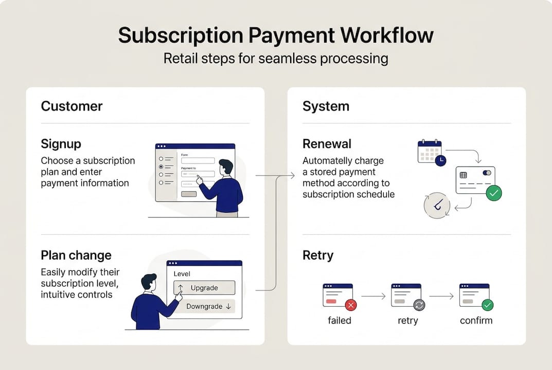 Infographic showing retail payment workflow steps