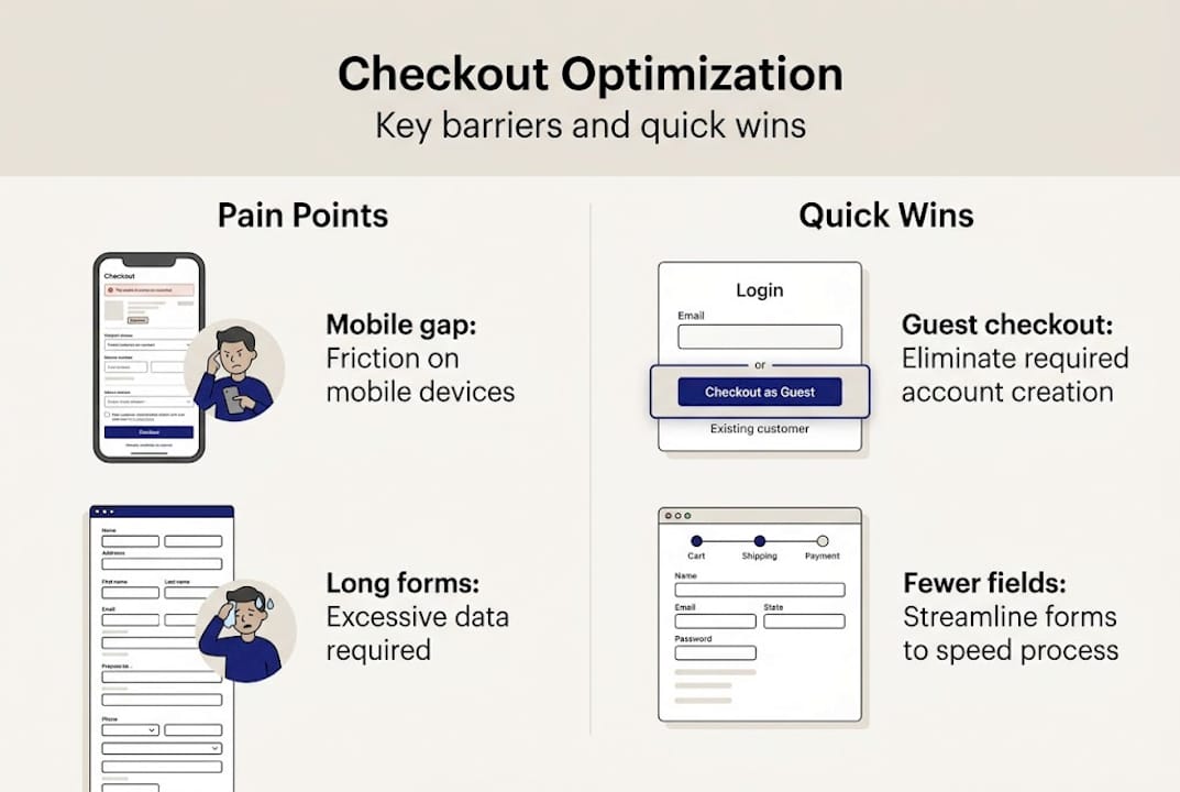Infographic of checkout pain points and solutions