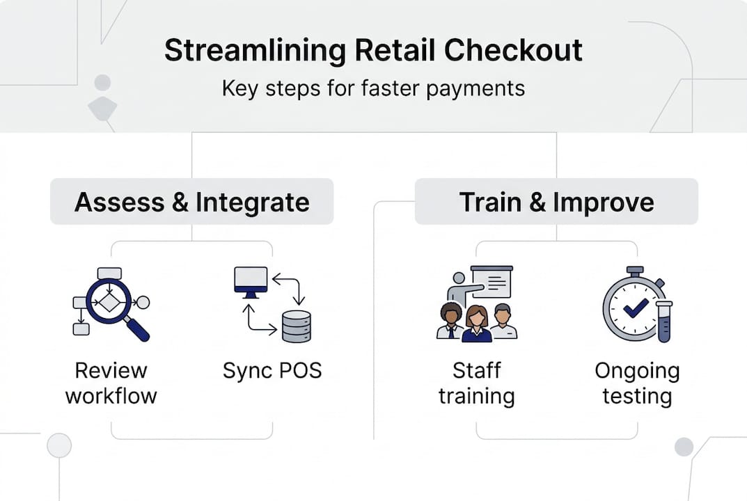 Infographic with four steps streamlining store payments