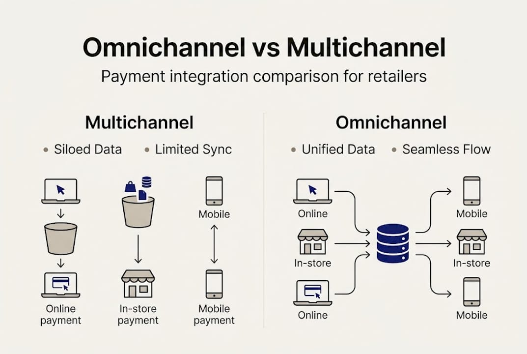 Infographic comparing omnichannel and multichannel payment