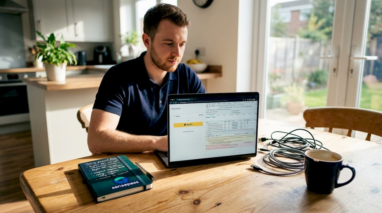 Developer testing PayPal checkout flow
