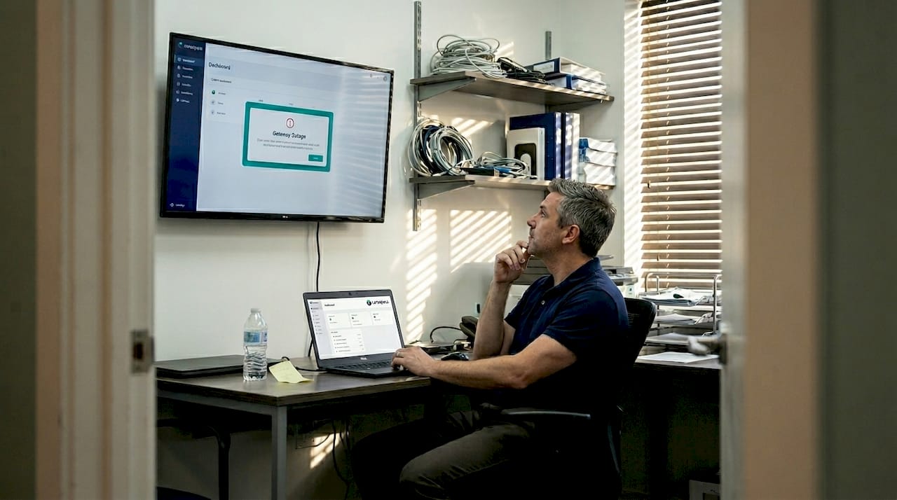 IT specialist reviews retail gateway outage logs