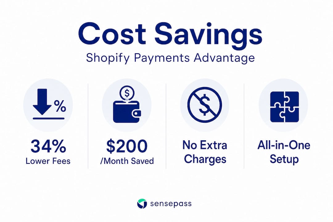 Shopify payment processor cost savings infographic