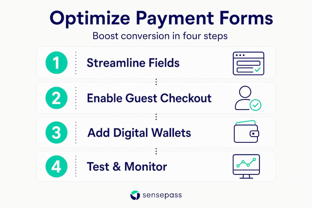 Infographic showing four payment form optimization steps