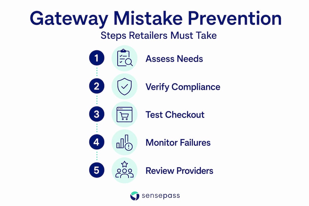 Infographic: vertical steps for payment gateway mistake prevention