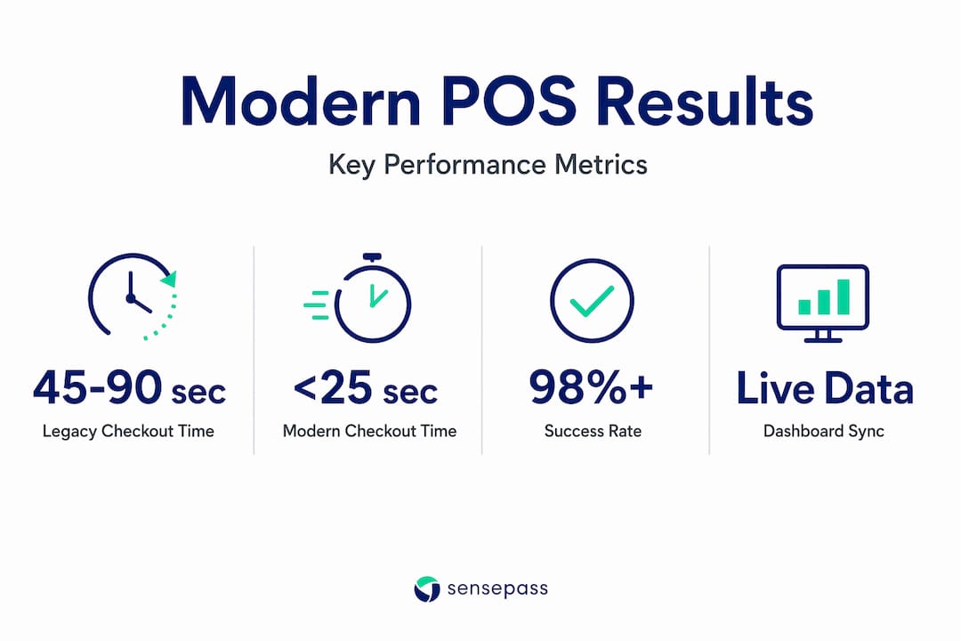 Infographic showing POS metrics and improvement stats