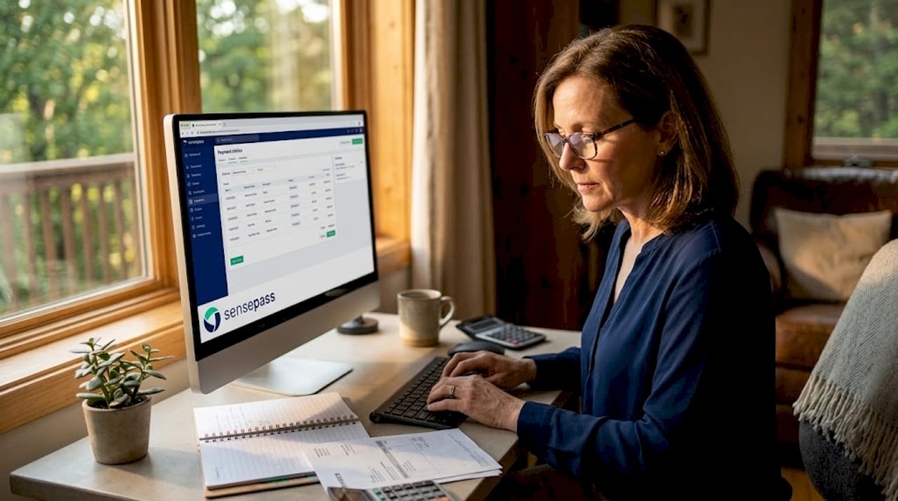 Accountant working with payment automation software