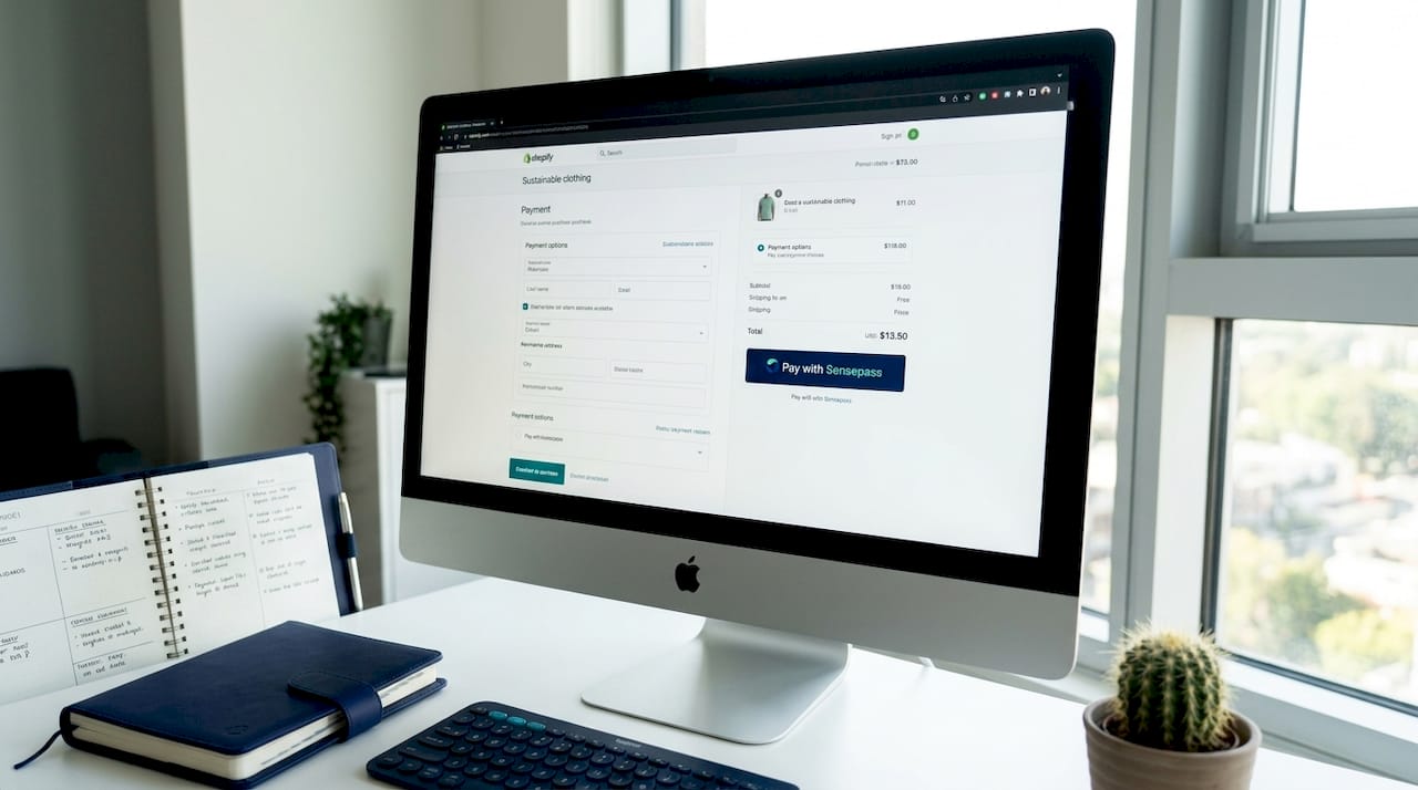 Checkout UI displayed on office computer