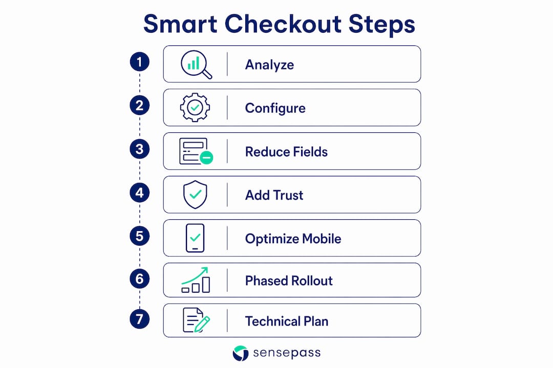 Infographic outlining smart checkout implementation process