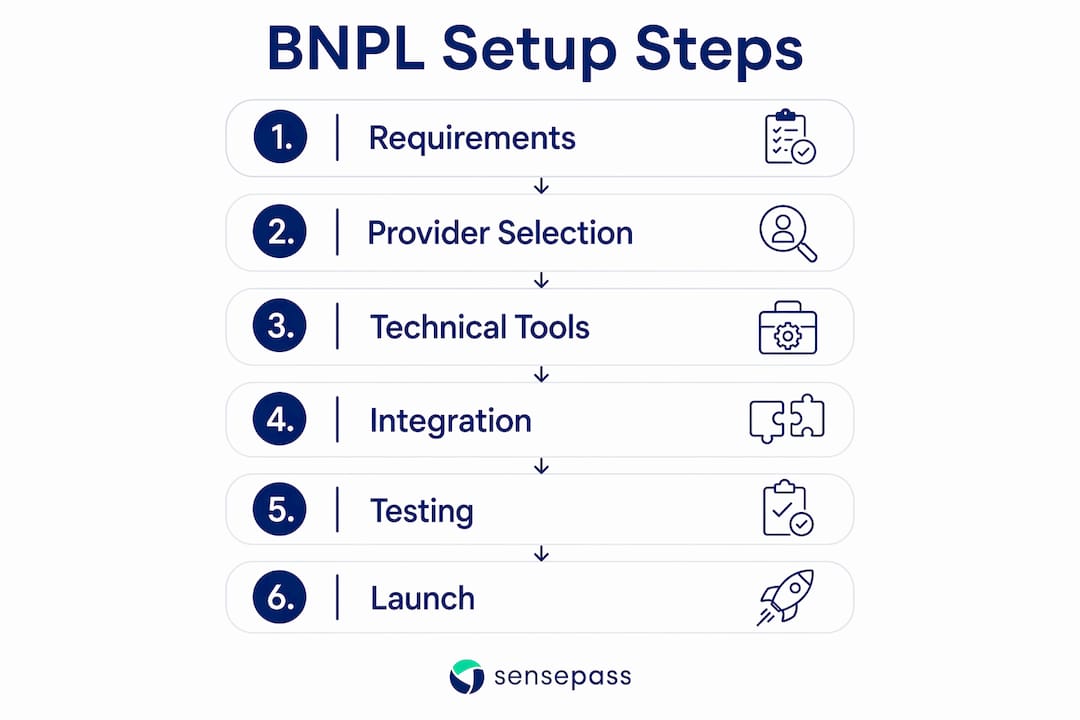 Infographic showing BNPL setup step-by-step process