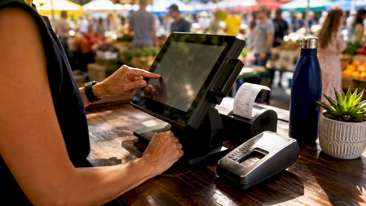 POS terminal hardware and tender mapping close-up