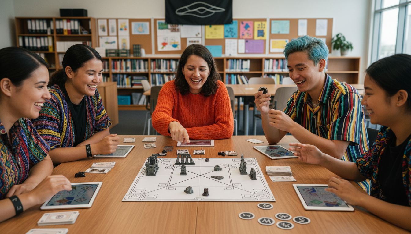 Group collaborating using different educational games