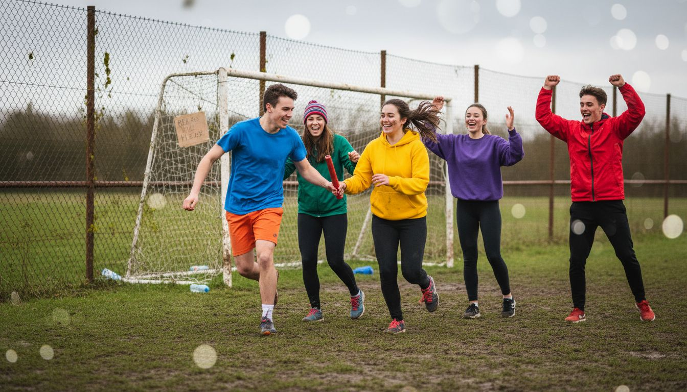 Het team oefent buitenspel tijdens de training op het voetbalveld.