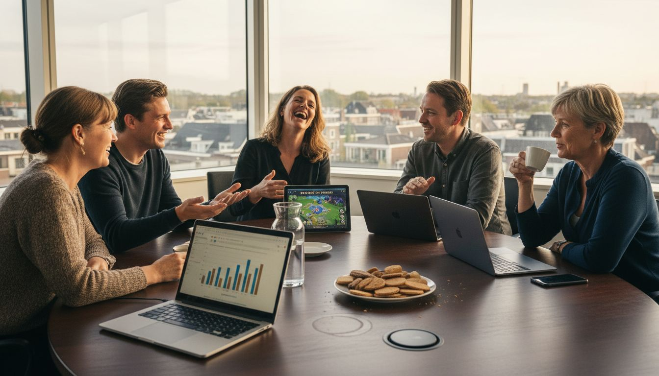 Collega’s die samen een online groepsspel spelen