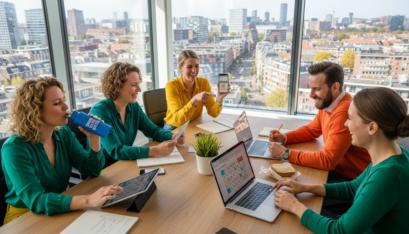 Het team van het bedrijf organiseert een gezellige online bingoronde met elkaar.