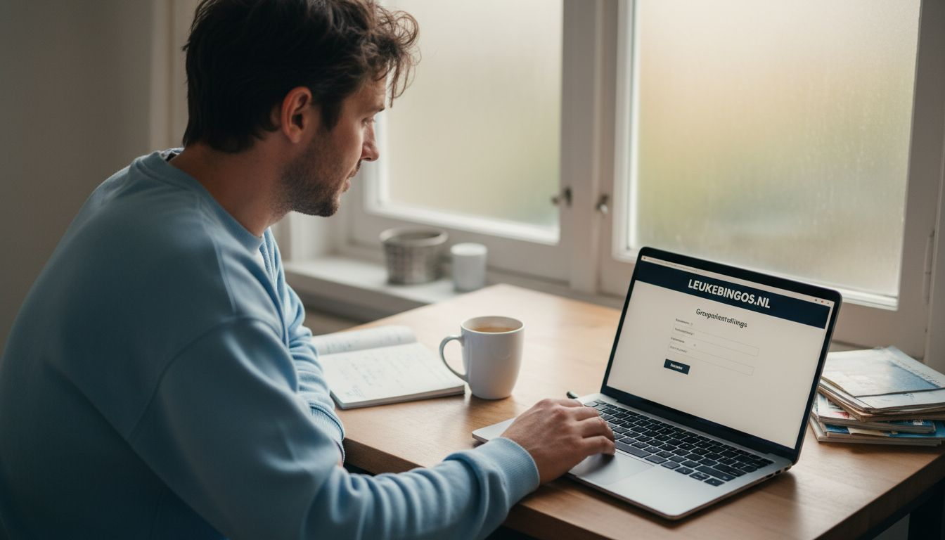 Man stelt online de instellingen voor de bingo-groep in