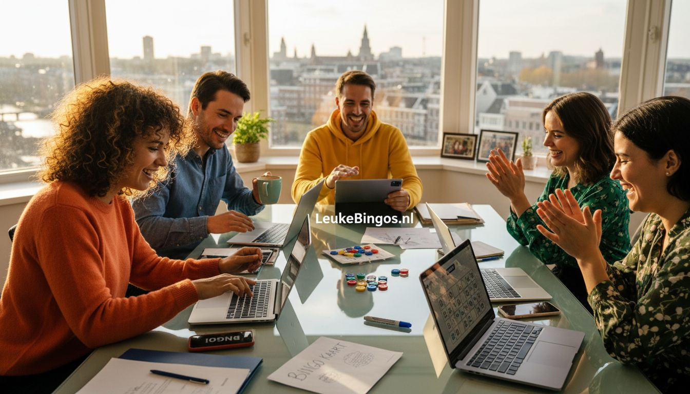 Op kantoor zijn collega’s gezellig online bingo aan het spelen.