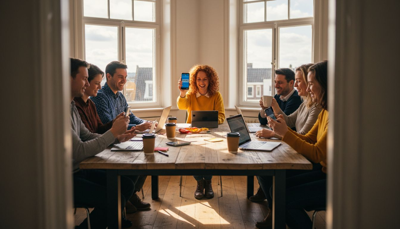 Tijdens een werkoverleg speelde het team samen een potje digitale bingo.