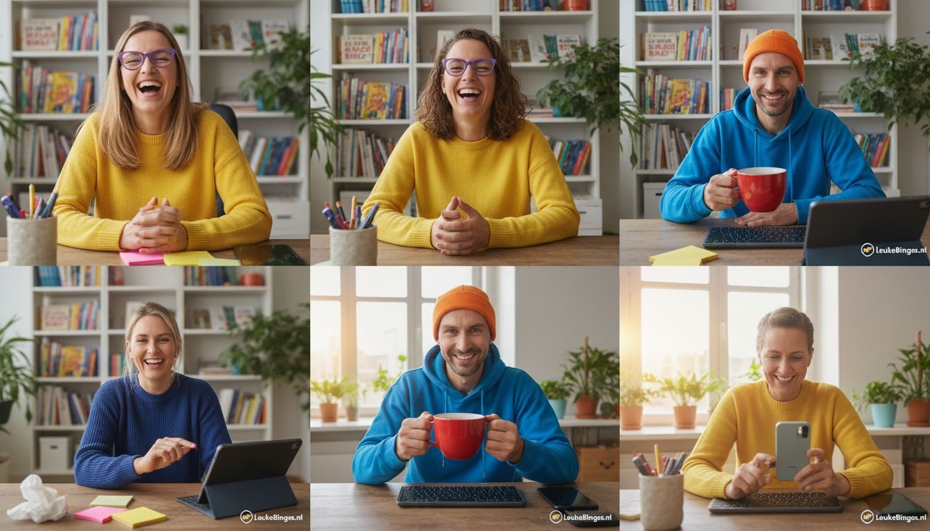 Tijdens een online vergadering spelen collega's samen een potje bingo op afstand.