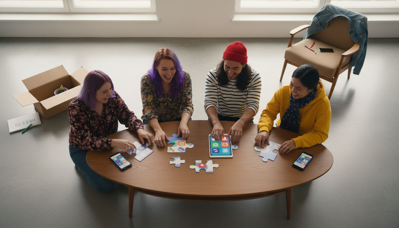 Samen met collega’s een teambuildingsspel uitprinten en spelen