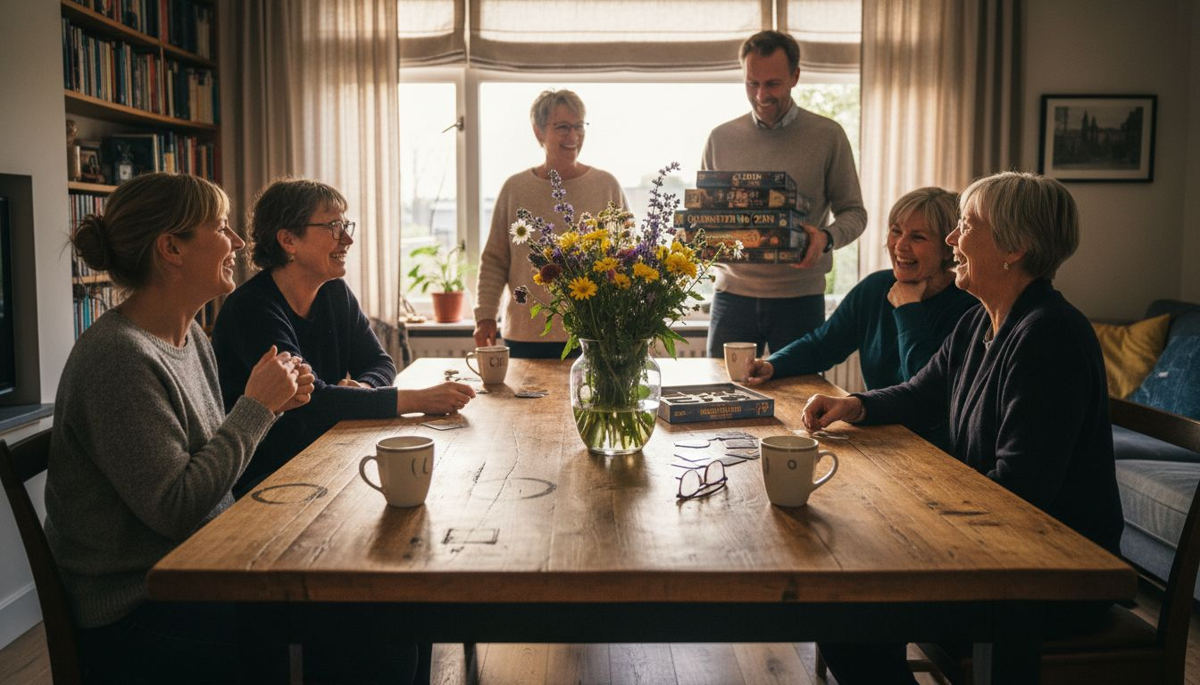 Met z’n zessen kiezen we samen welk spel we gaan spelen.