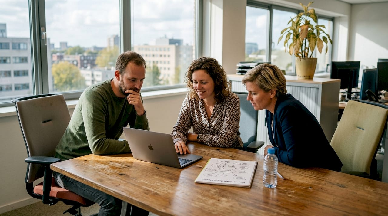 Samen met collega’s op kantoor een online spel spelen