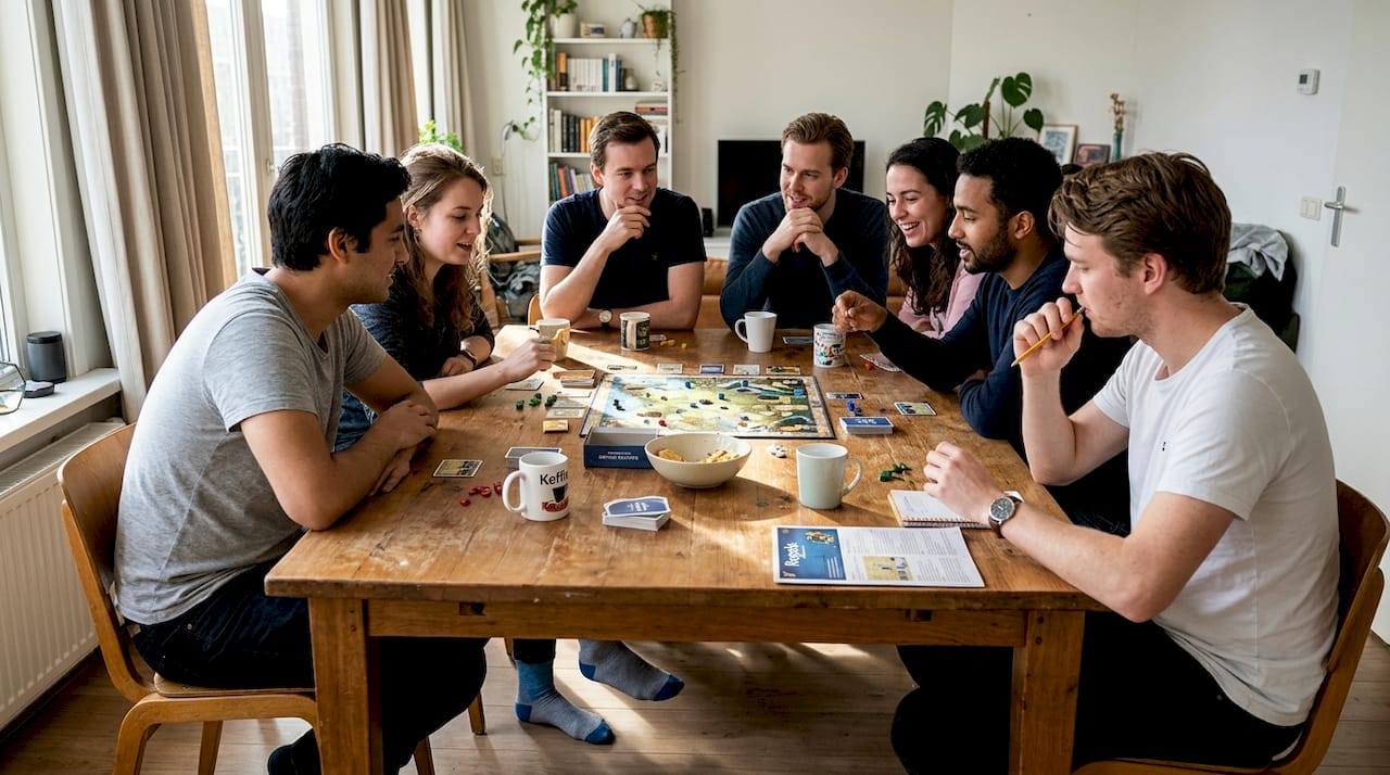 Samen met vrienden een coöperatief bordspel spelen