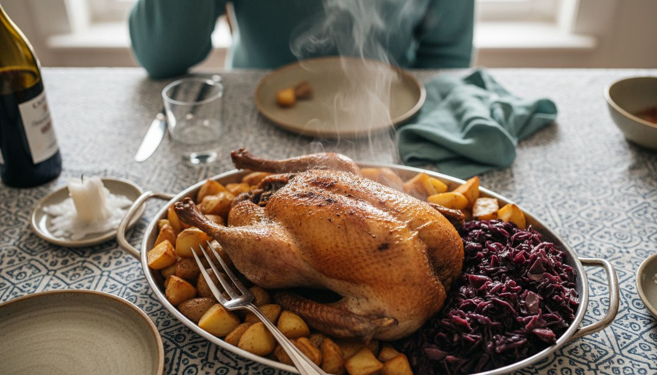 Roast duck with caramelized potatoes