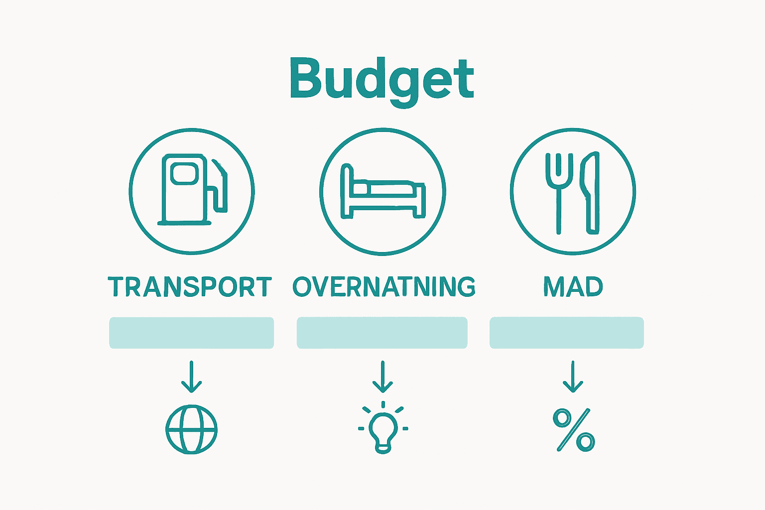 Grafisk oversigt: Sådan fordeler budgettet sig på en dansk roadtrip