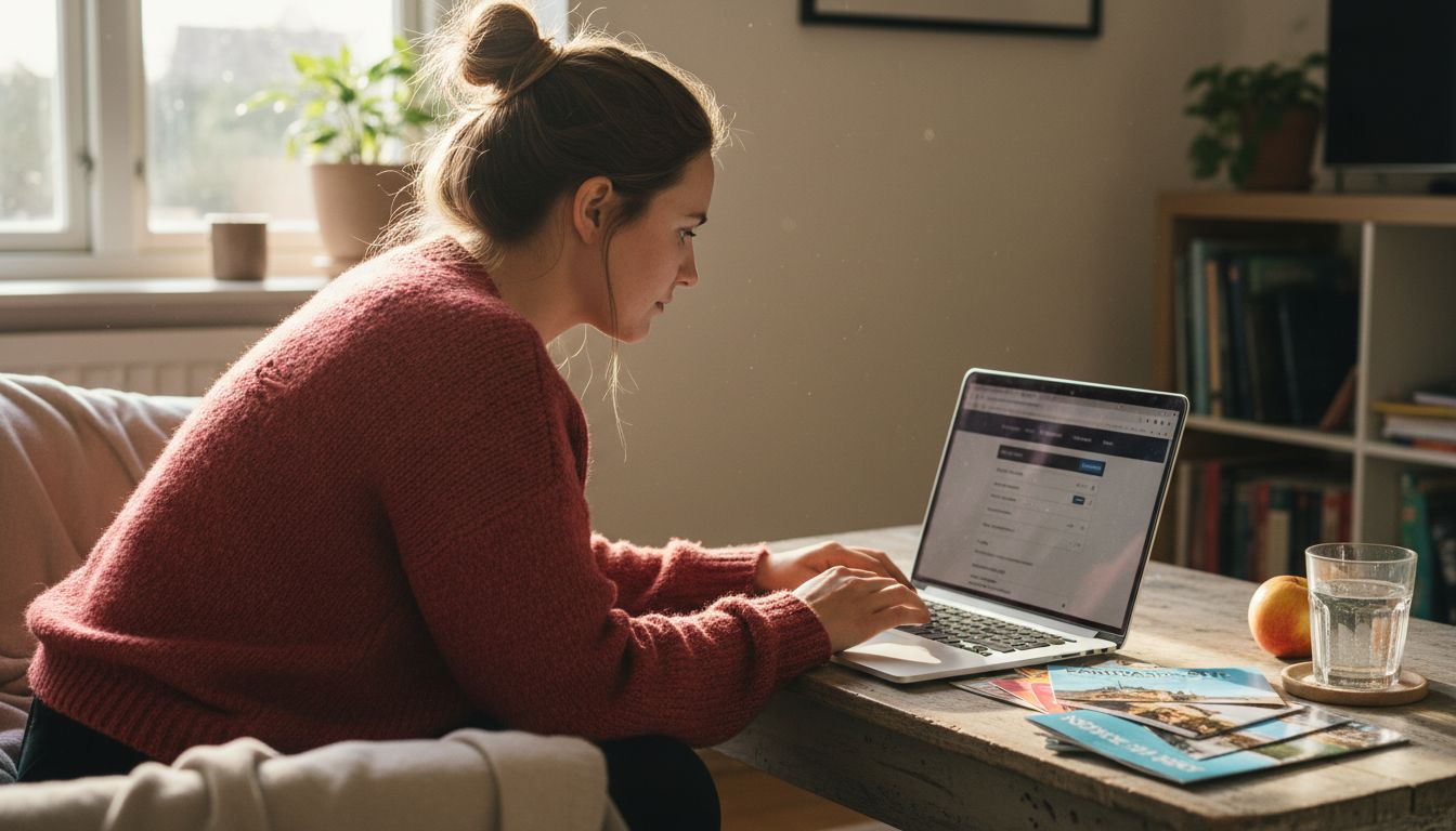 Kvinde, der finjusterer sine søgekriterier for flybilletter