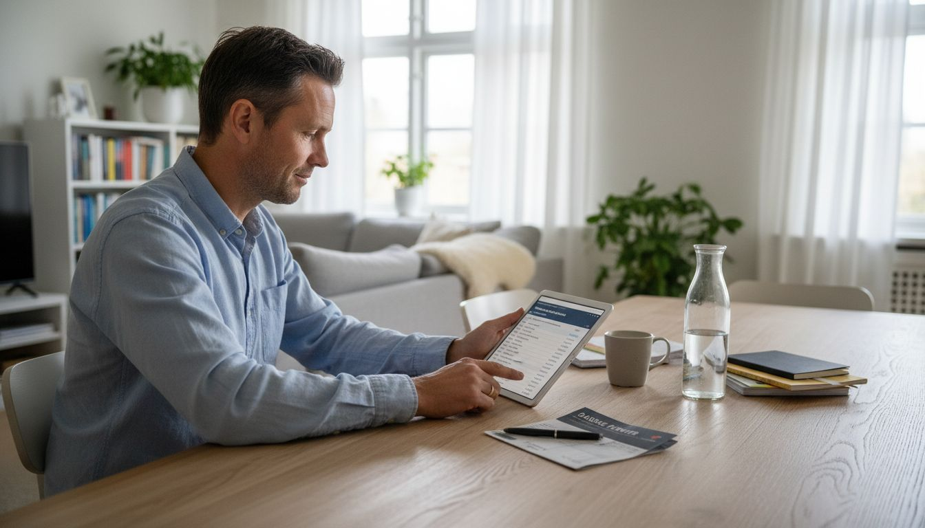 Mand tjekker og sammenligner forskellige flytidspunkter