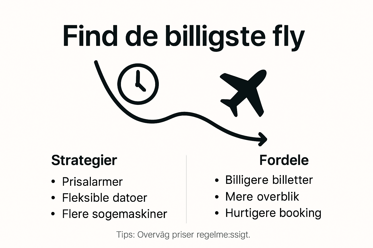 Grafisk oversigt med tips til at holde øje med flypriser og spare penge på flybilletter