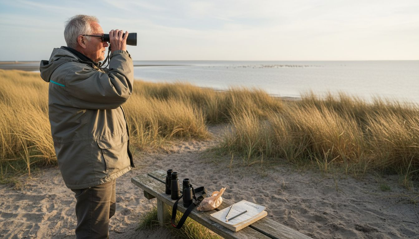 En person nyder udsigten over kystlandskabet i nationalparken.