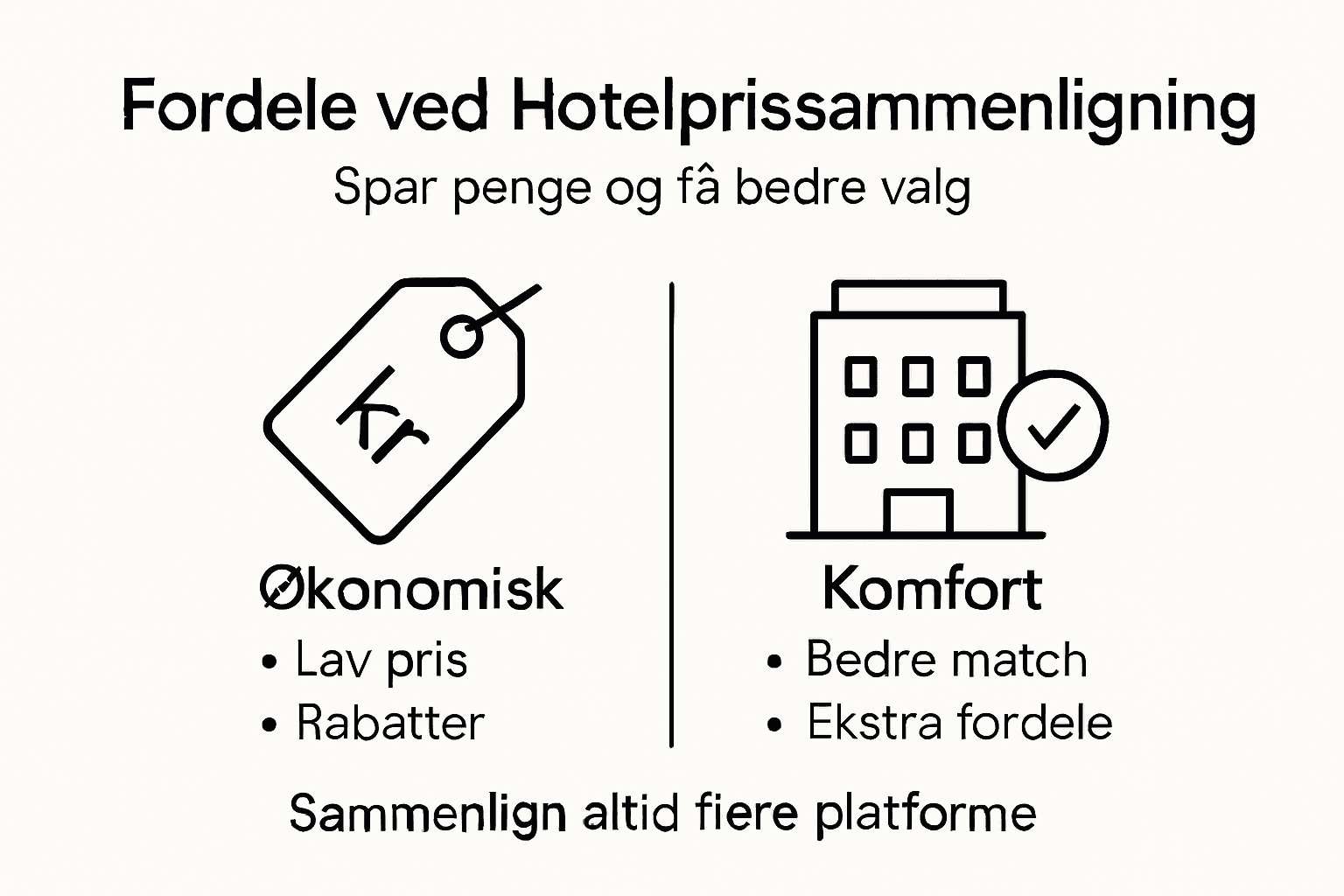 Infografik giver dig et hurtigt overblik over de største fordele ved at sammenligne hotelpriser