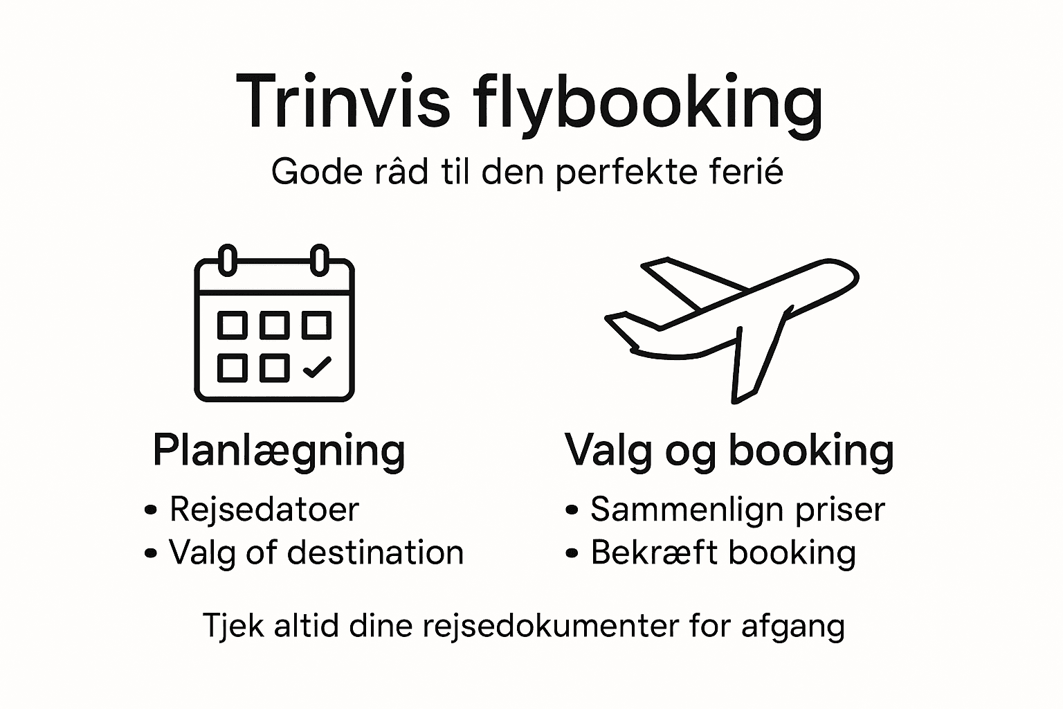 Grafisk oversigt: Sådan booker du din flyrejse – trin for trin
