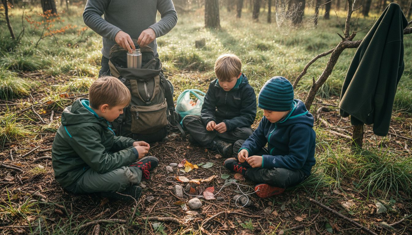 Børn udforsker naturen og leger i parken
