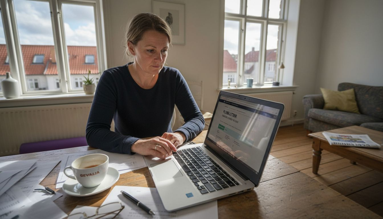 Kvinde leder efter en fleksibel flybillet med afrejse fra hjemlandet.