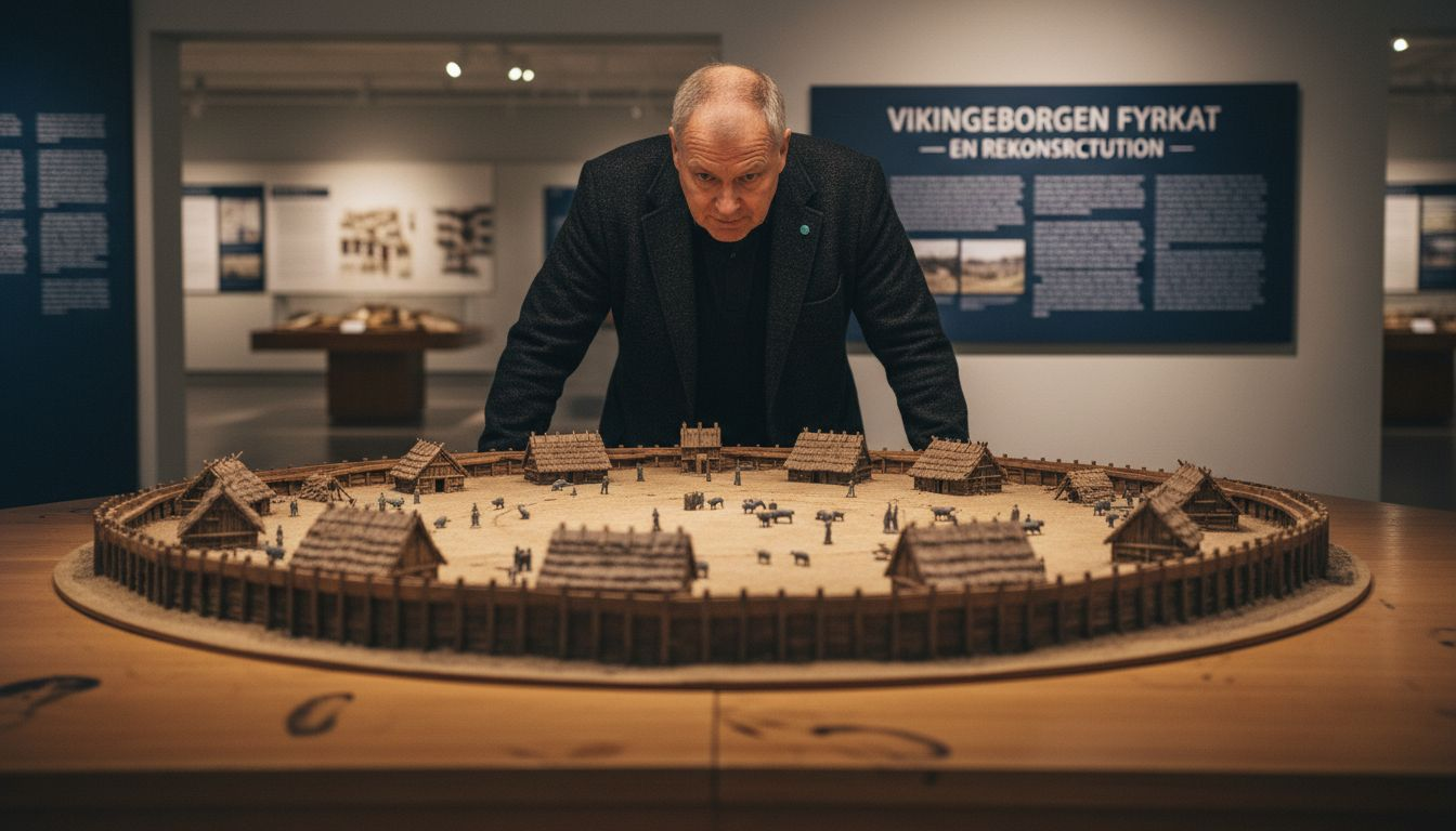 Gæster går på opdagelse i udstillingen med modellen af vikingeborgen.