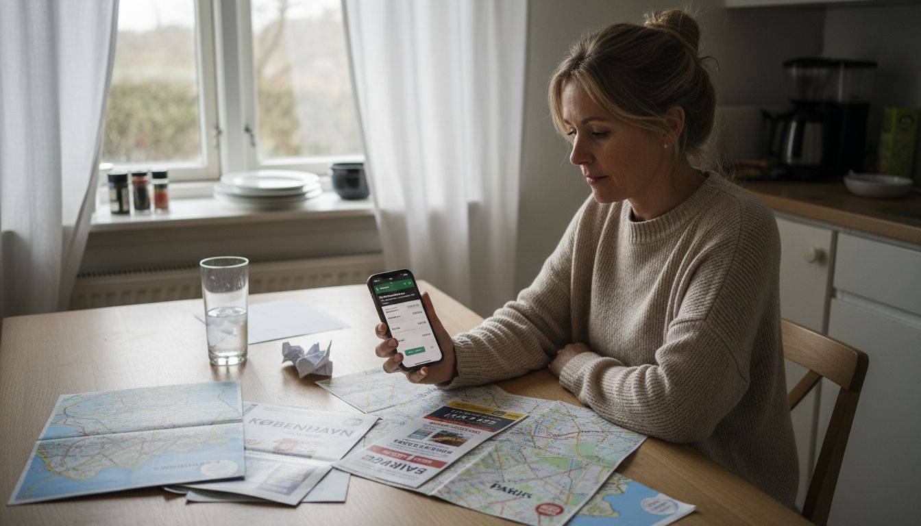 En kvinde holder øje med rejsetilbud på sin mobil