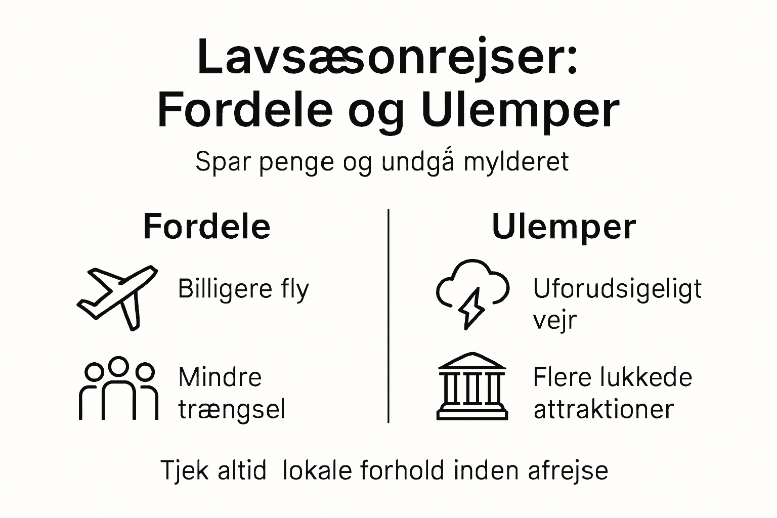 Infografik: Fordele og udfordringer ved at rejse uden for højsæsonen