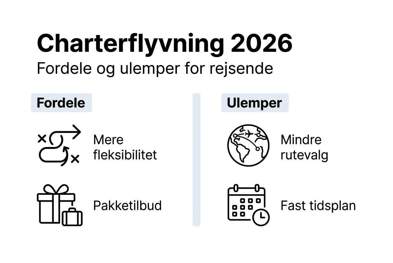 Grafisk oversigt: Fordele og ulemper ved at vælge charterfly