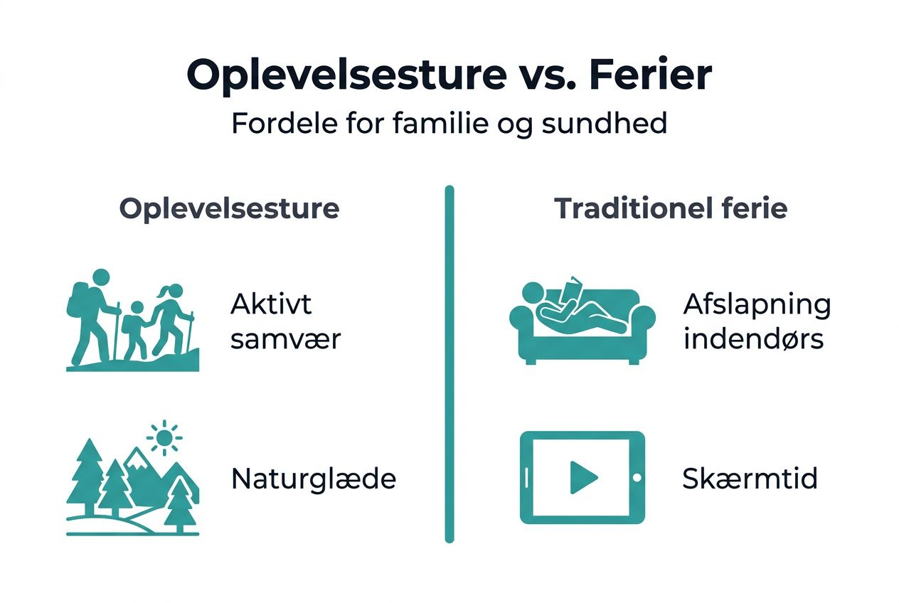 Infografik: Eventyrrejser vs. klassiske ferieformer – en sammenligning