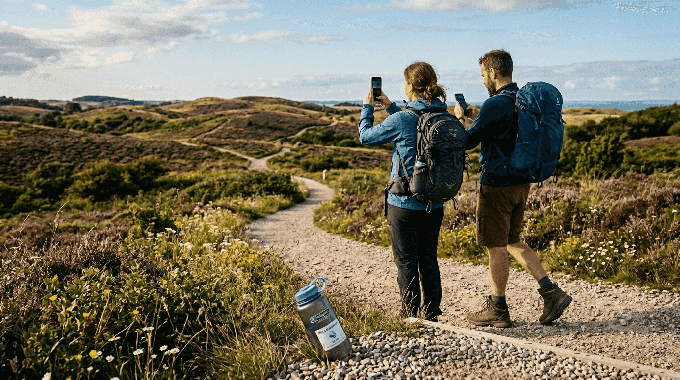 Vandrefolk tager en pause på stierne i Mols Bjerge Nationalpark