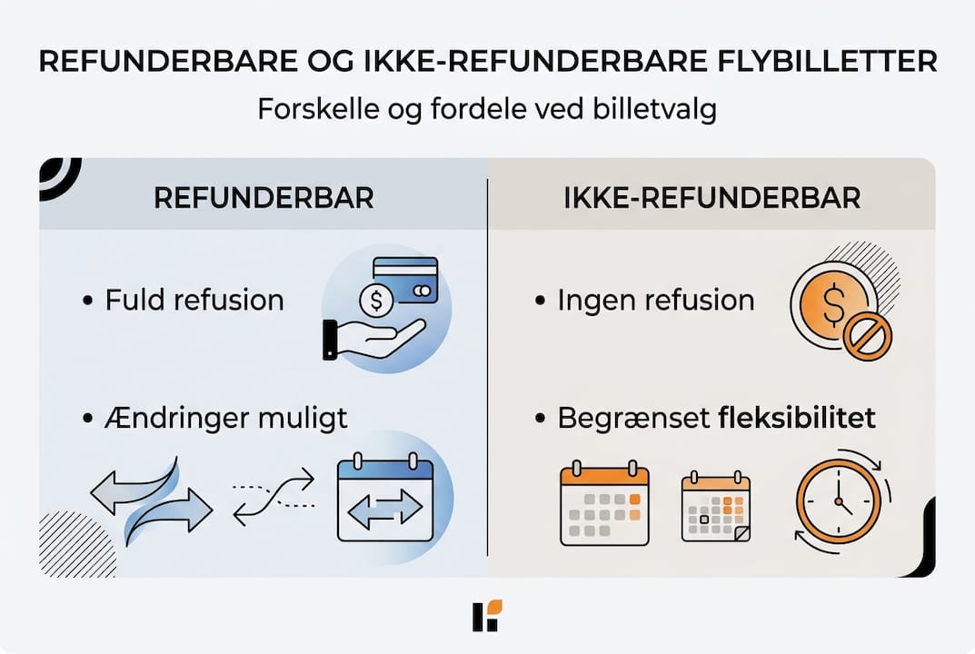 Oversigt: Hvad er forskellen på billetter med og uden mulighed for refundering?