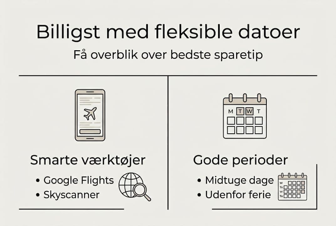Se, hvor meget du kan spare på flybilletter ved at være fleksibel med dine rejsedatoer – alt sammen samlet i en letforståelig infografik.