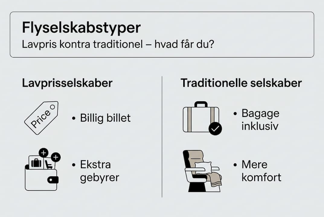 Grafisk oversigt: Sådan adskiller flyselskaber sig – og hvad betyder det for prisen?