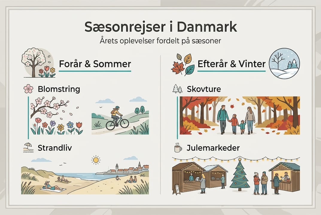 Oversigt: Oplevelser og aktiviteter i Danmark – år for årstid