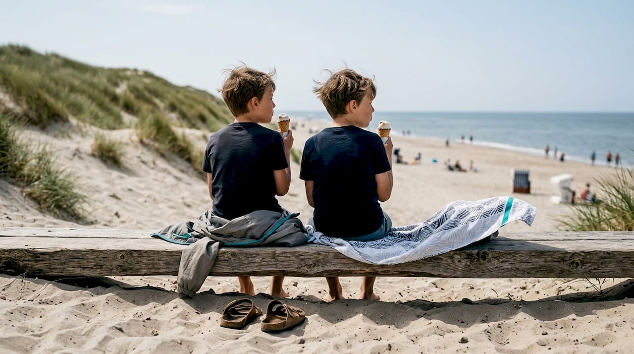 En gruppe unge slapper af på en badebro ved den danske kyst.